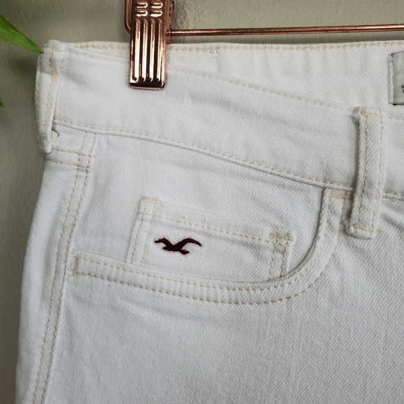 Hollister Crop Skinny Low Rise Distressed Ripped Rip Jegging White Jeans 7 28 - Picture 4 of 13